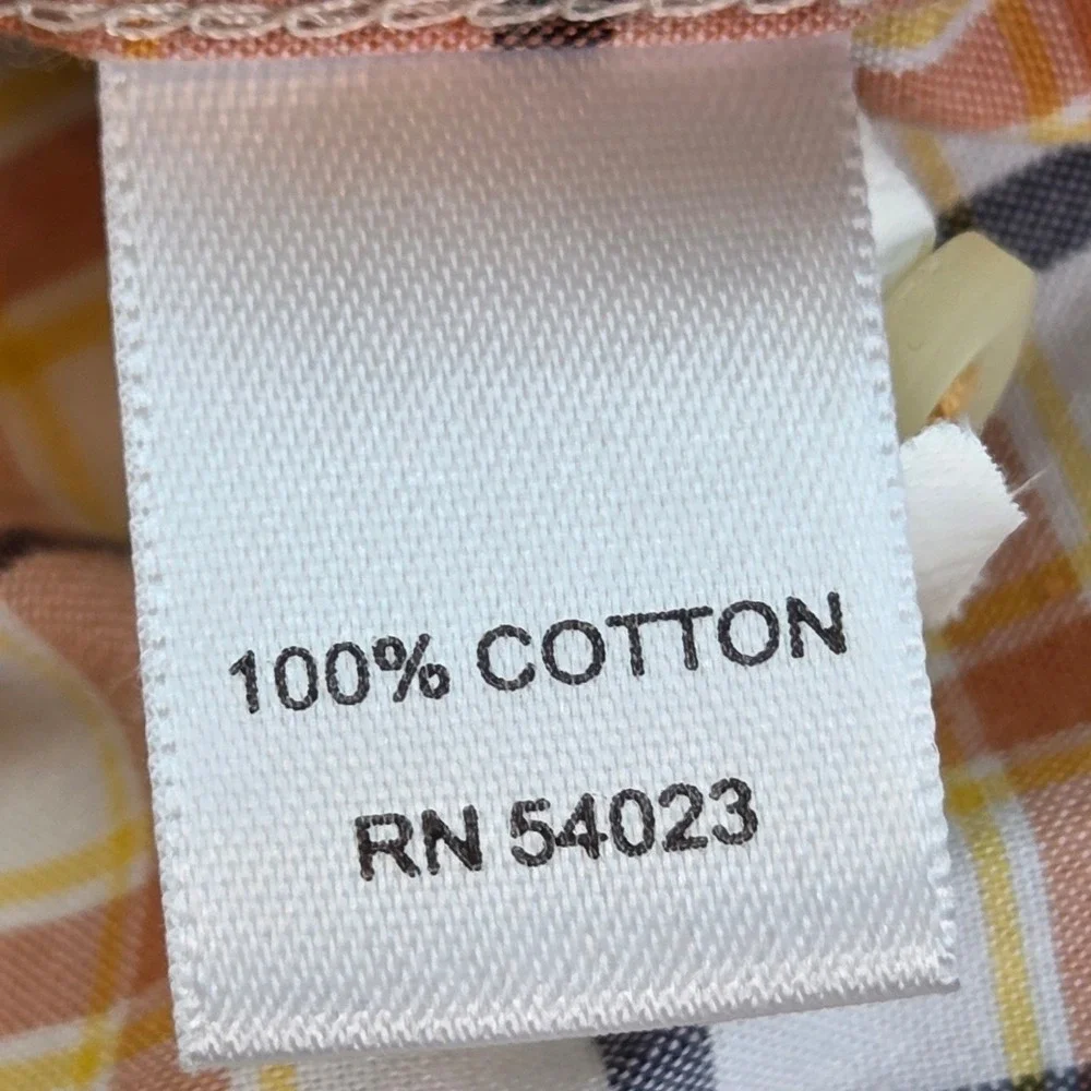 Banana Republic Button Down Mens Sz S Soft Wash Grid Check Plaid Orange Blue Wht